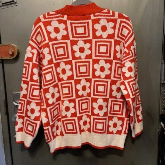 RETRO KNIT JACQUARD FLORAL CARDIGAN - Picture 12 of 16